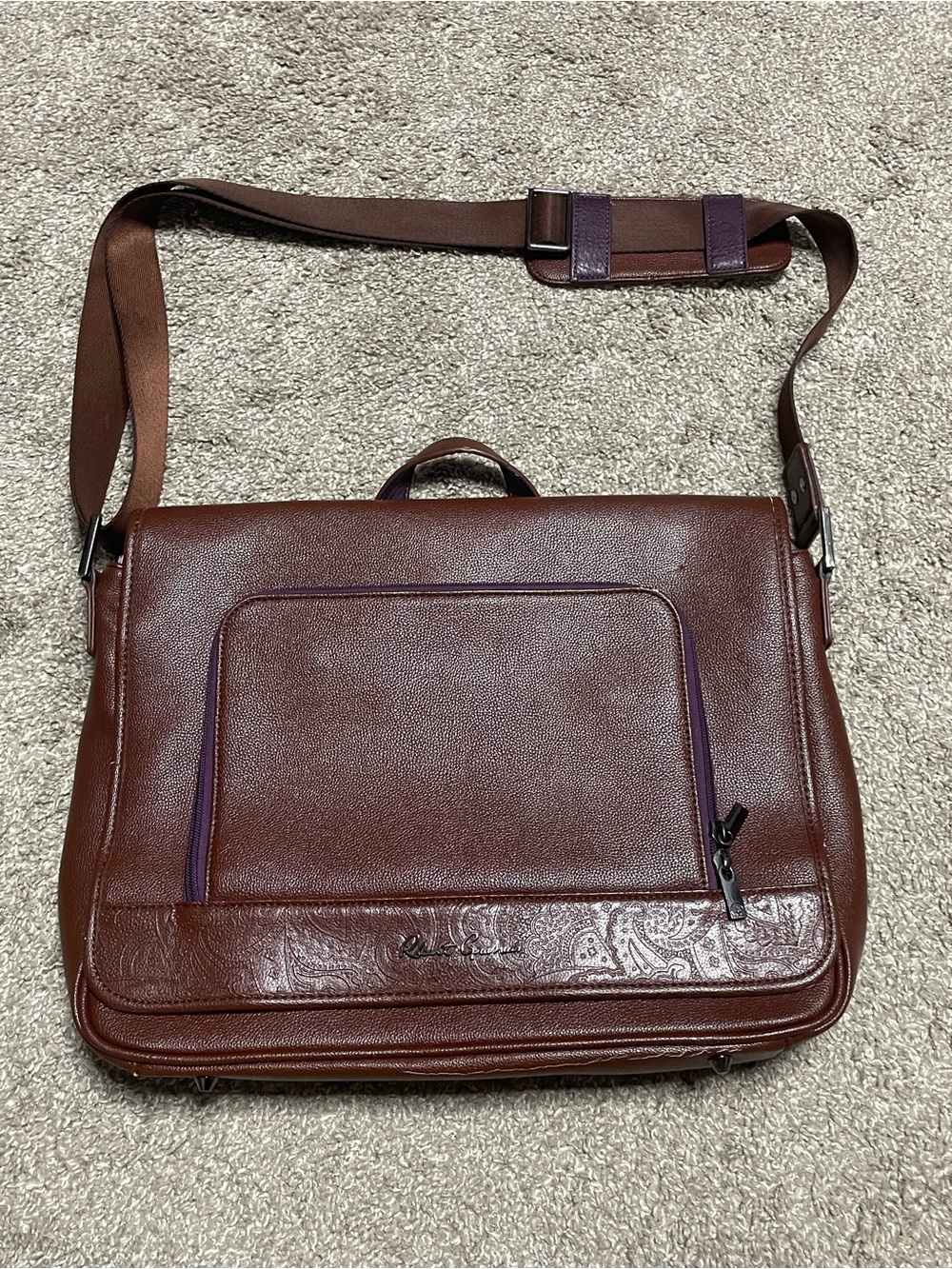 Robert Graham Leather Messenger Bag with Laptop Slot